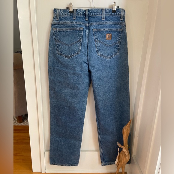 Vintage Carhartt Flannel Lined Blue Jeans Made in USA Women’s 31 x 31 - Picture 2 of 9